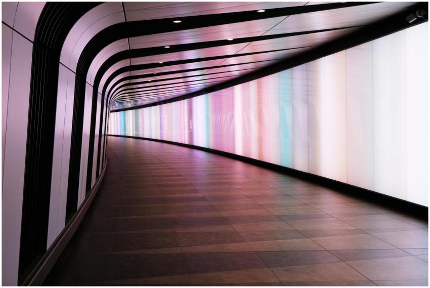 A mesmerizing futuristic tunnel with colorful ligh