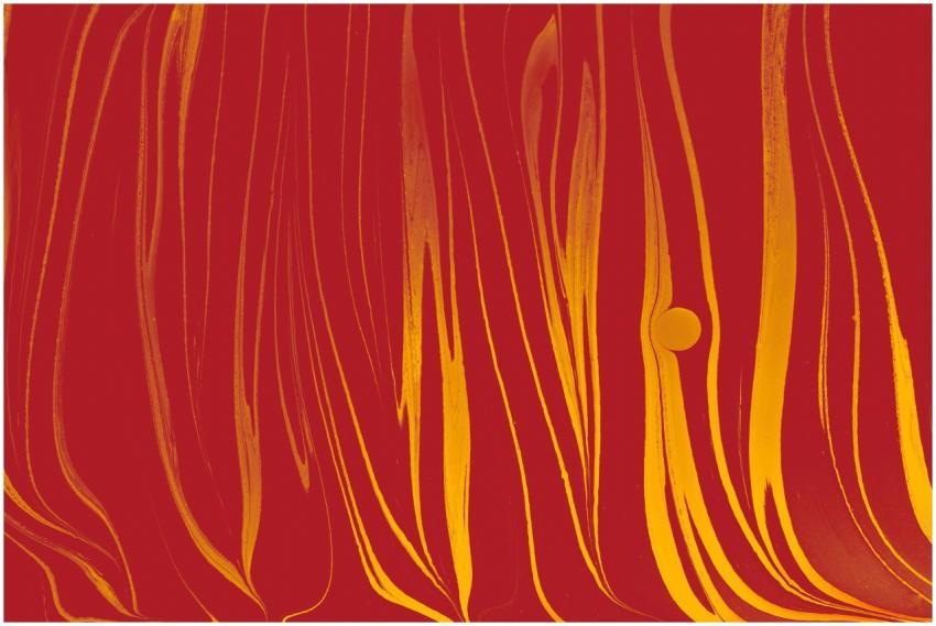 Dynamic abstract art with flowing red and yellow l