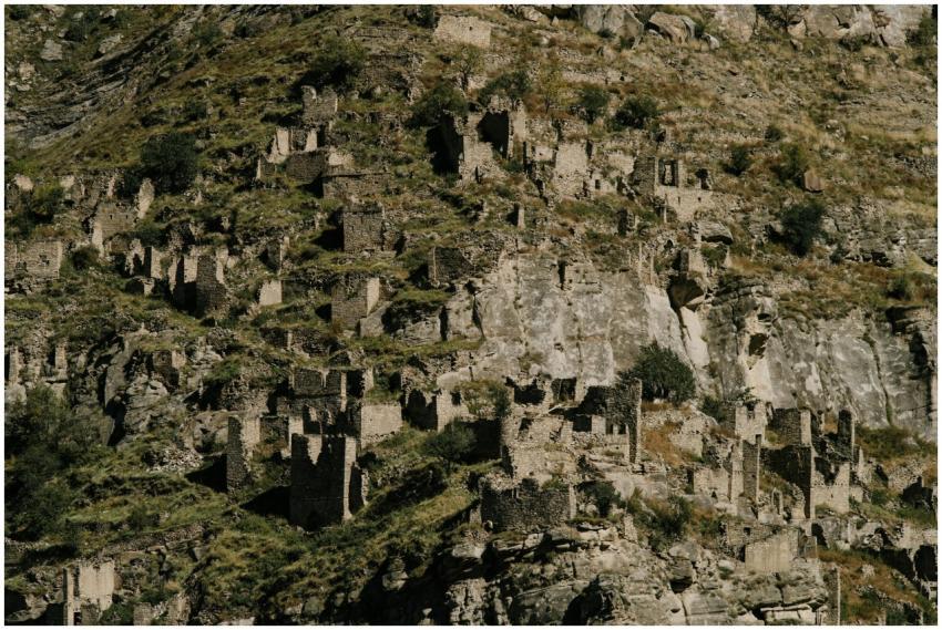 A striking view of ancient ruins cascading down a