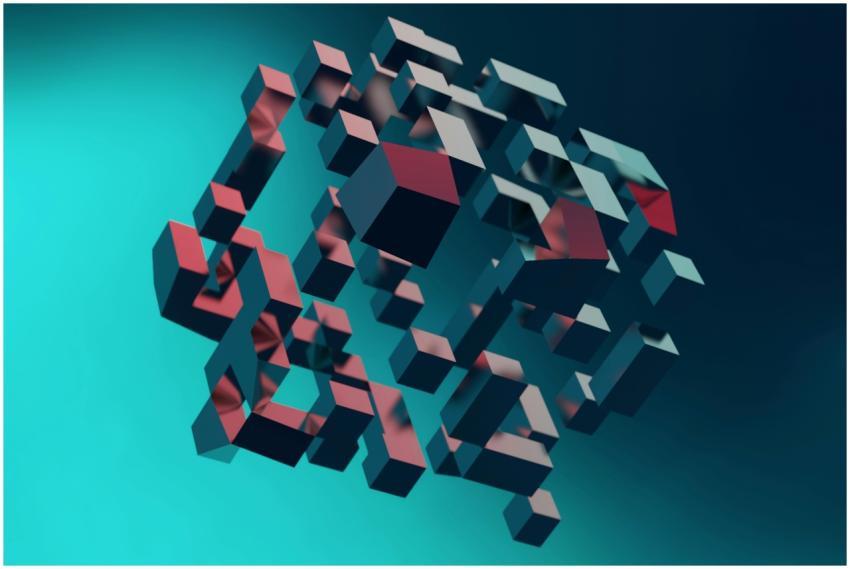 Abstract 3D cubes forming a complex geometric patt