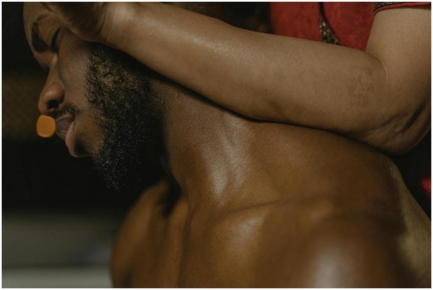 Close-up of a man enjoying a relaxing massage, hig