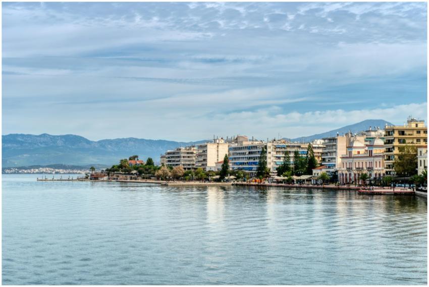 Charming waterfront cityscape of Chalkida, Greece,