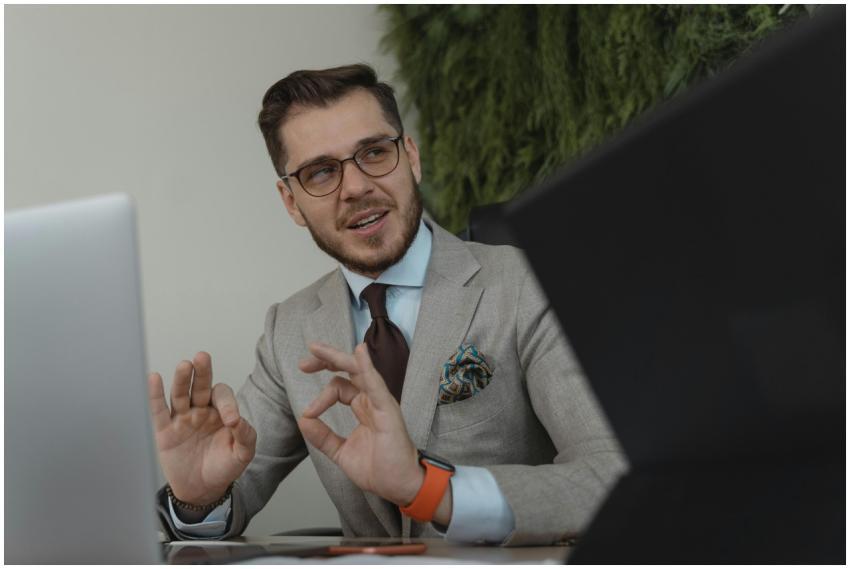 Professional businessman engaging in a discussion