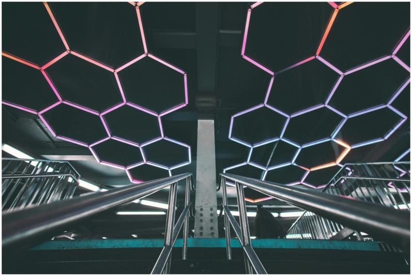 Explore a modern subway station with a futuristic
