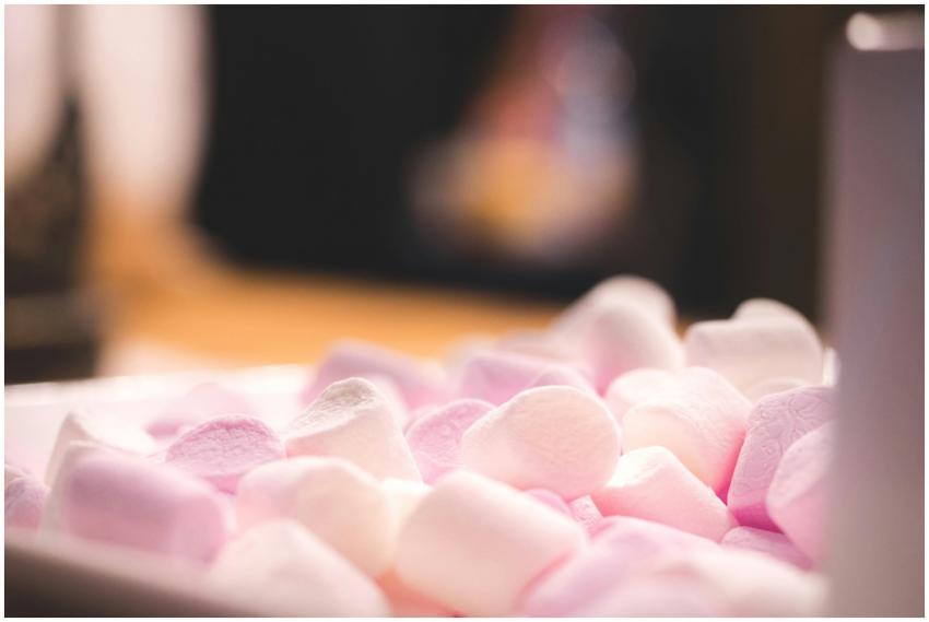 Delightful close-up of pink and white marshmallows