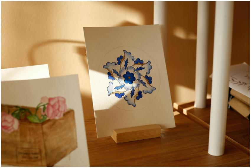 A beautifully detailed floral artwork displayed on