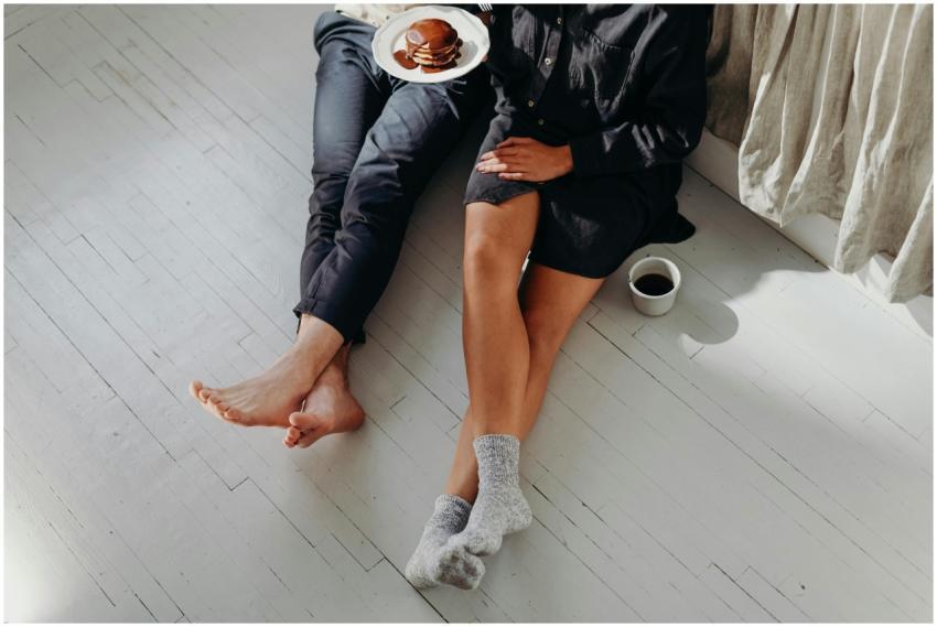 A cozy couple enjoying a quiet breakfast with panc