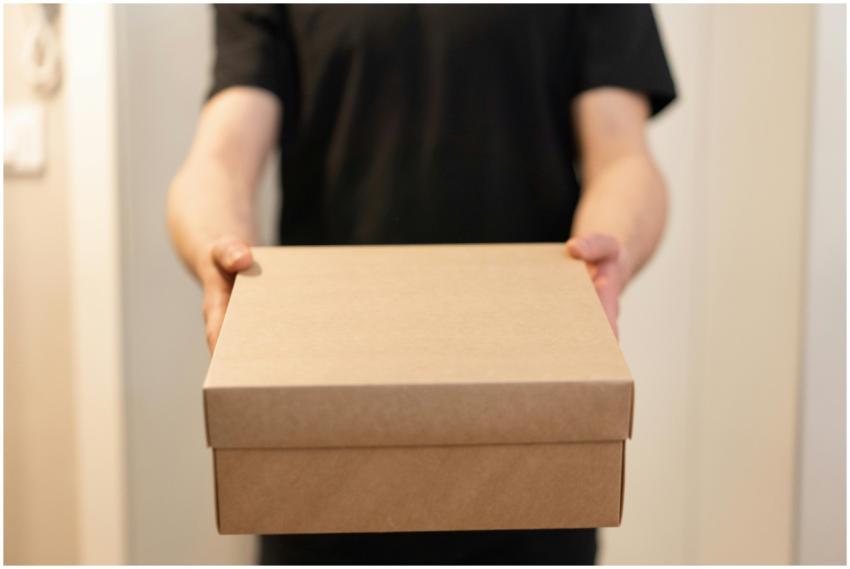 Close-up of a person holding a cardboard box, idea
