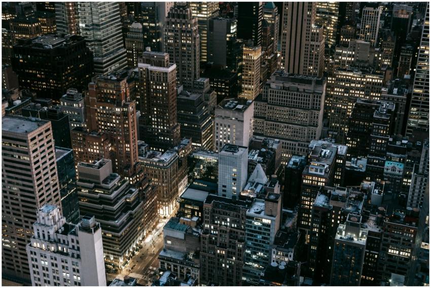 Stunning aerial view of New York City's illuminate
