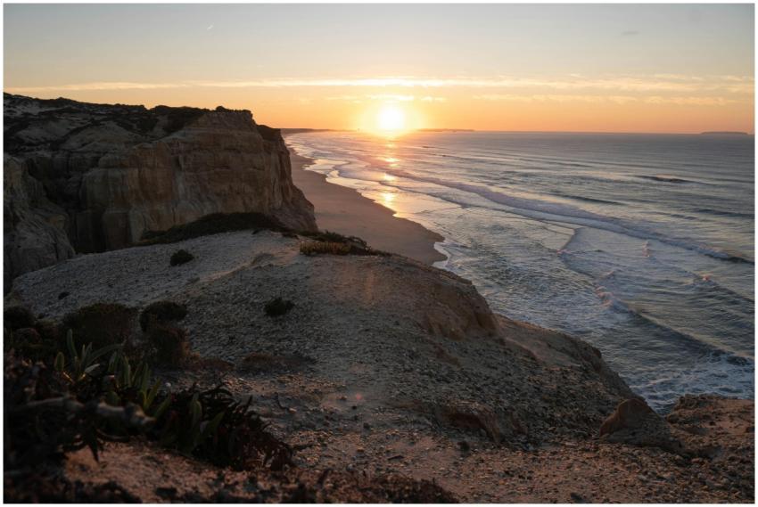 Breathtaking sunset view over the cliffs and ocean
