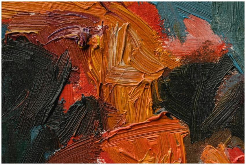 Vibrant oil painting featuring bold textured brush