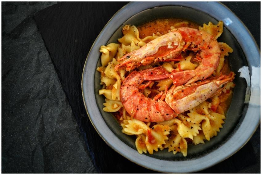 A mouth-watering dish of pasta with prawns, perfec