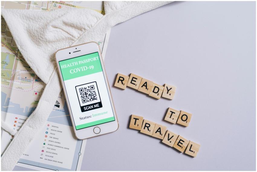 A smartphone showing a COVID-19 health passport ne