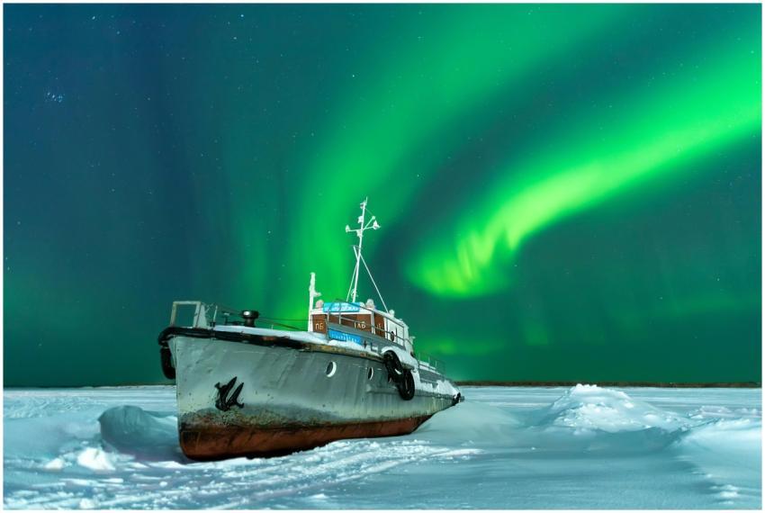 A breathtaking view of the Northern Lights illumin