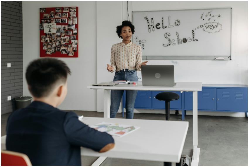 Educator leads interactive lesson in a classroom w