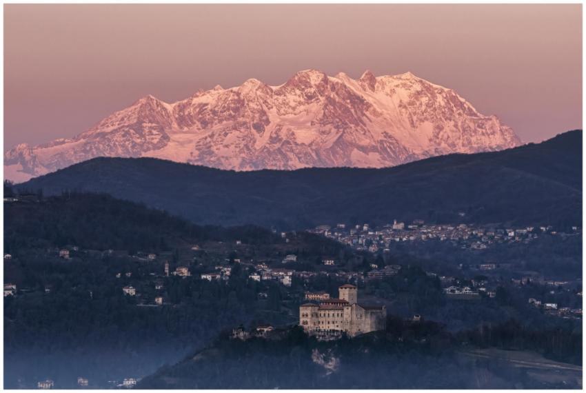 Majestic view of snow-capped mountains at sunrise