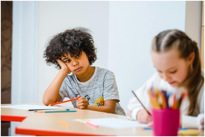 Children engaged in classroom activities with focu
