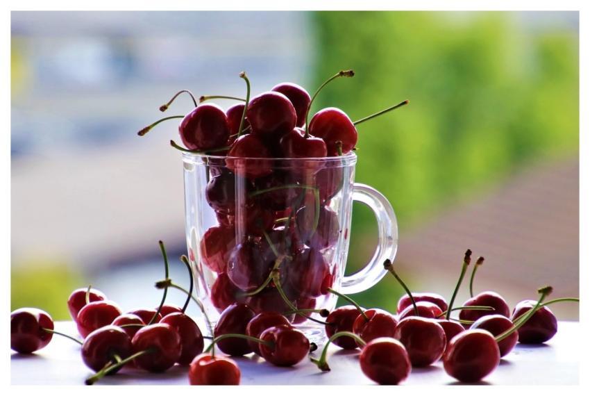 Cherries Fruit The Cup Glass