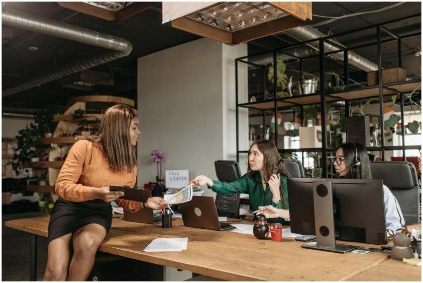 Diverse group of female professionals discussing w