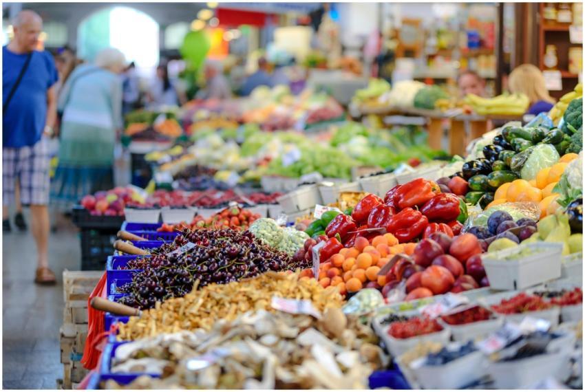 Colorful assortment of fresh fruits and vegetables