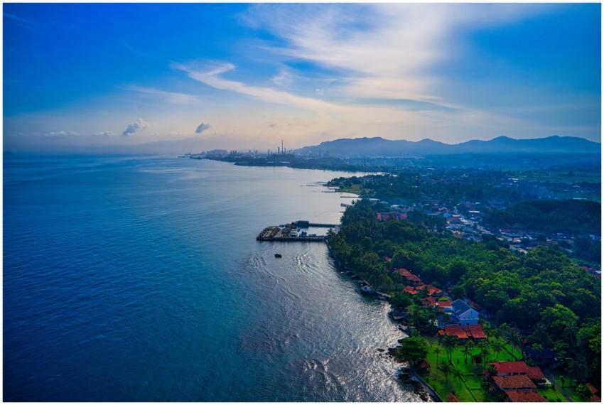 Aerial view of Banten coastline in Indonesia featu