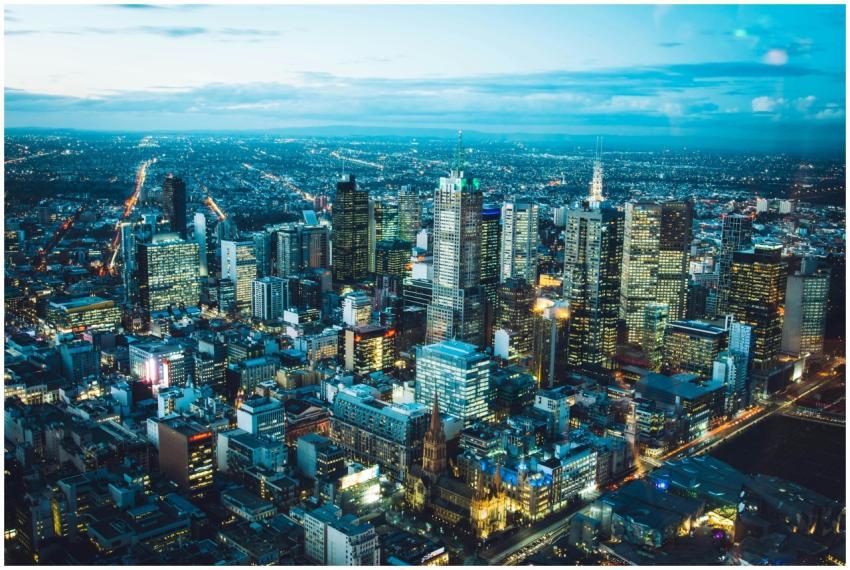 A breathtaking aerial view of Melbourne's illumina