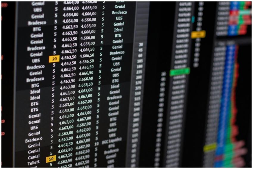 Close-up of financial data on a computer screen sh