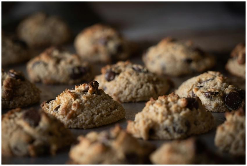 A close-up shot of freshly baked chocolate chip co