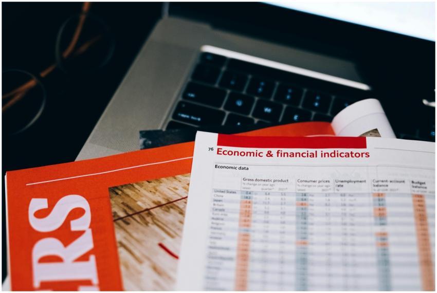 Detailed close-up of economic and financial docume