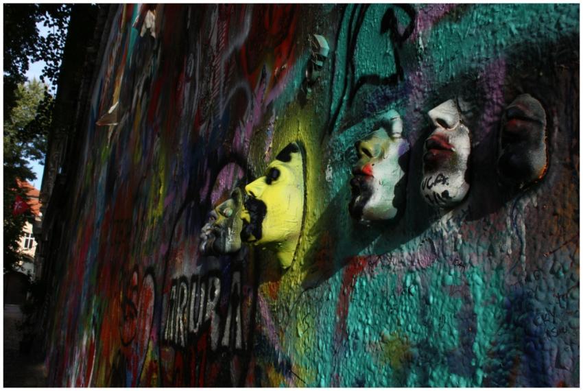 Dynamic street art featuring colorful graffiti and