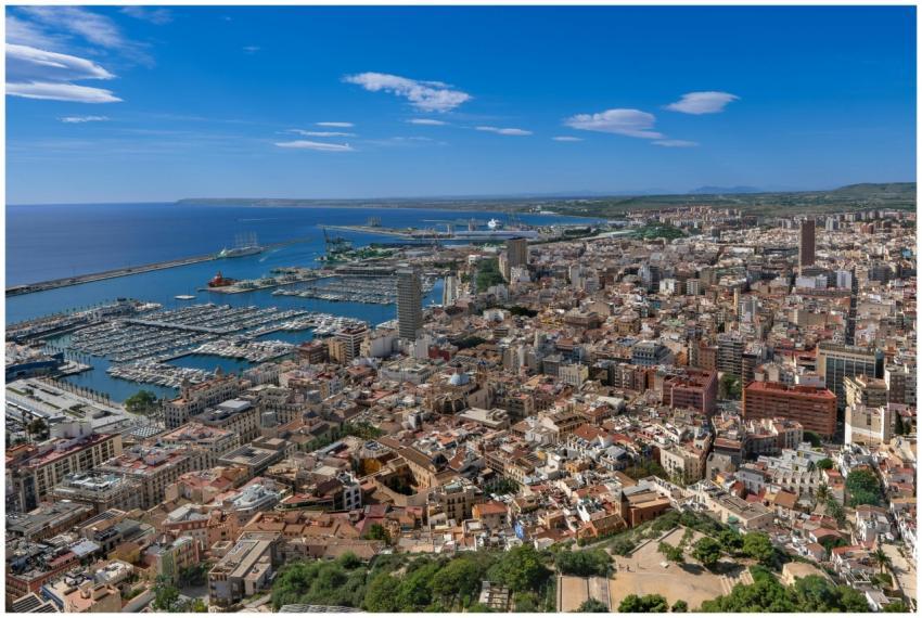 Aerial view of Alicante, Spain showcasing bustling