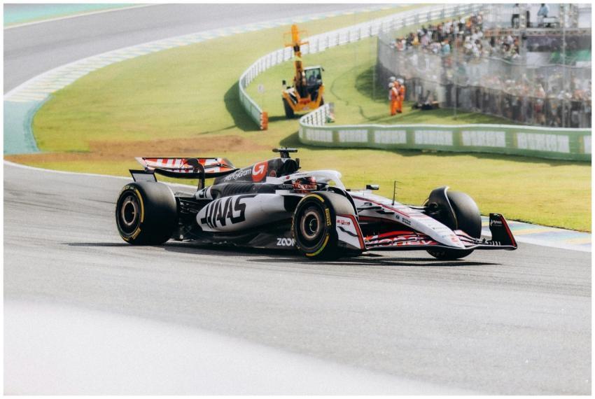 A thrilling scene from a Formula 1 race showcasing