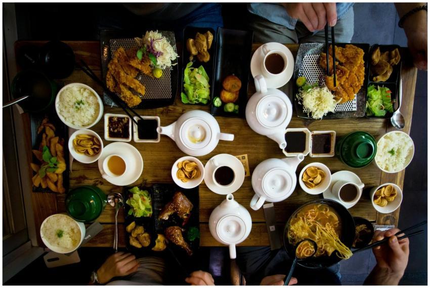 A vibrant spread of traditional Taiwanese dishes w