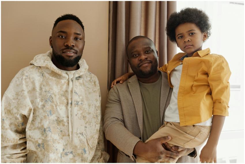 A heartwarming indoor family portrait featuring a