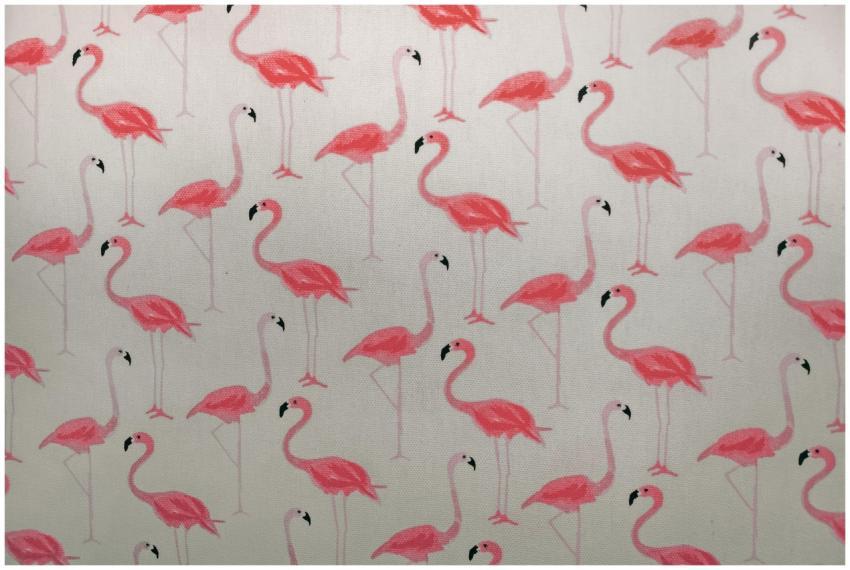 Vibrant pink flamingos on a patterned wallpaper, p