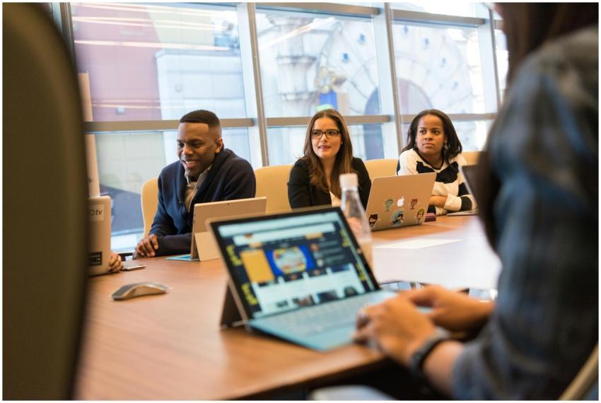 A diverse group of professionals working together