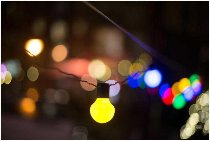 A vibrant bokeh effect featuring colorful string l