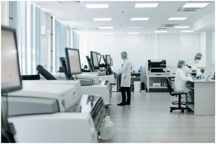 Scientists conducting research in a state-of-the-a