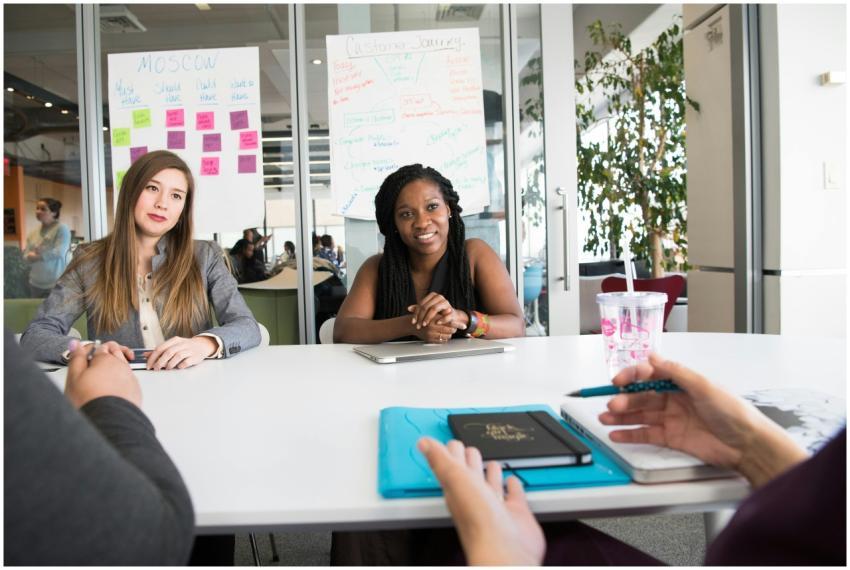 Professional team meeting with diverse group in a