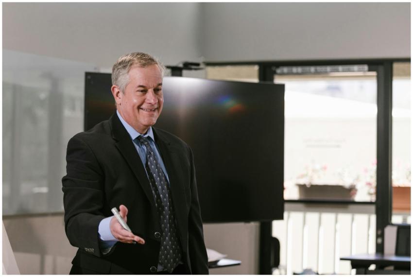 Businessman presenting in a conference room with a