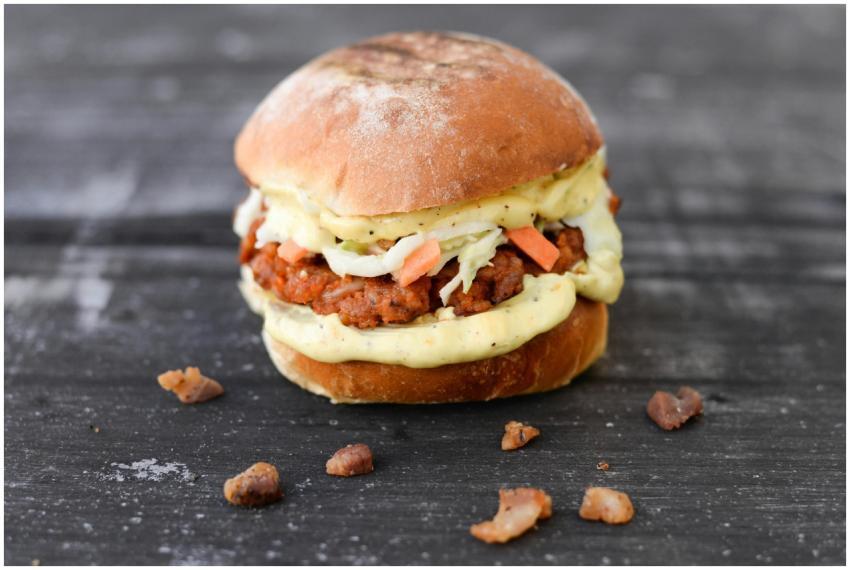 Appetizing homemade burger with fresh ingredients