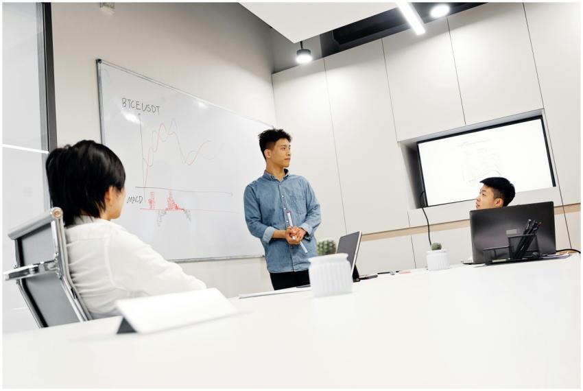 Professional business meeting with presentation an