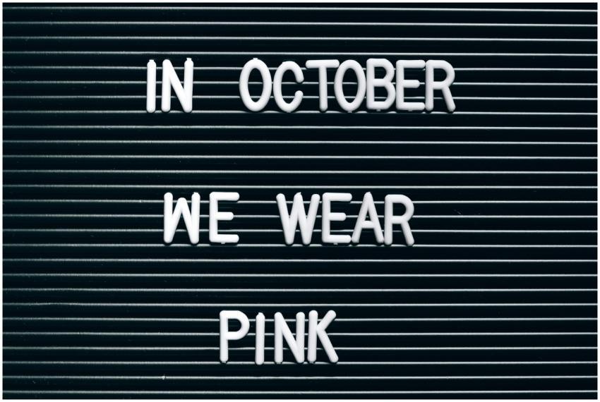 Minimalist sign highlighting breast cancer awarene