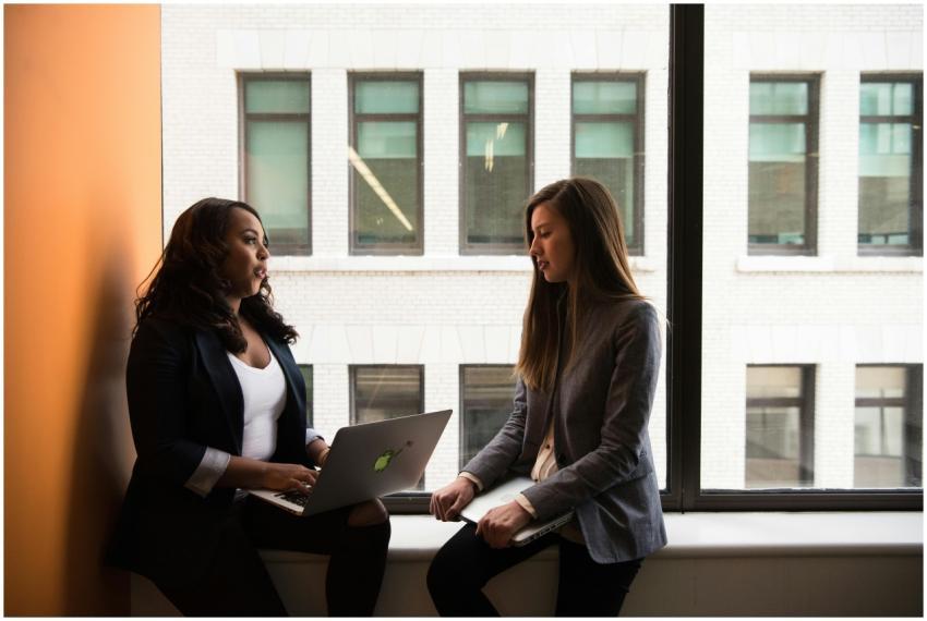 Two women having a business discussion in an offic
