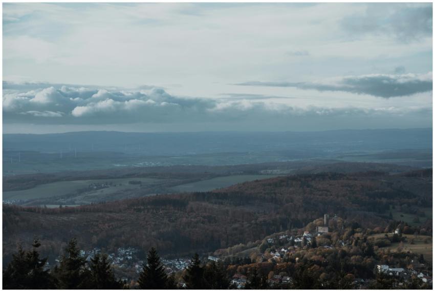Relaxing view of a mountainous landscape in fall,