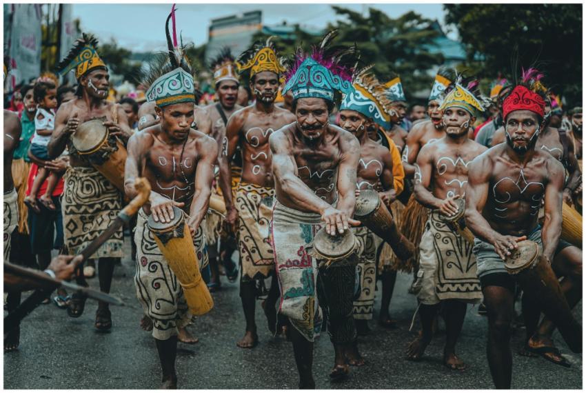 Colorful traditional parade in Papua showcasing da