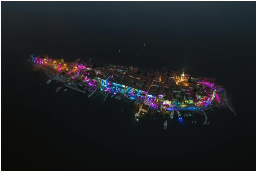 A stunning aerial shot showcasing a European islan