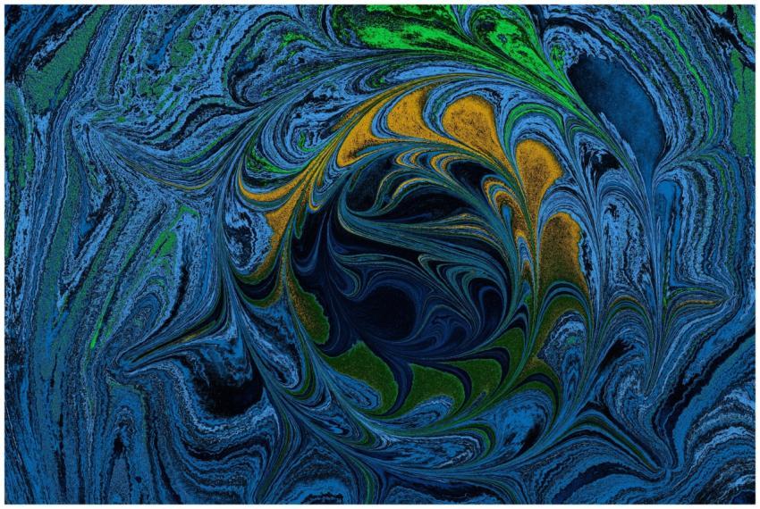Dynamic fluid art design with swirling patterns in