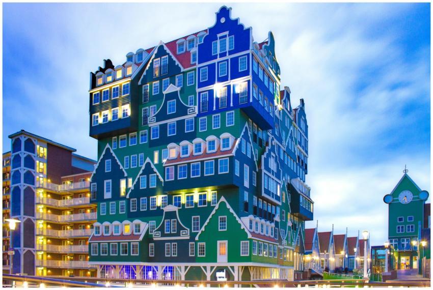 Distinctive stacked building design in Zaandam, Ne