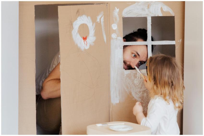 Father and daughter enjoying creative bonding by p